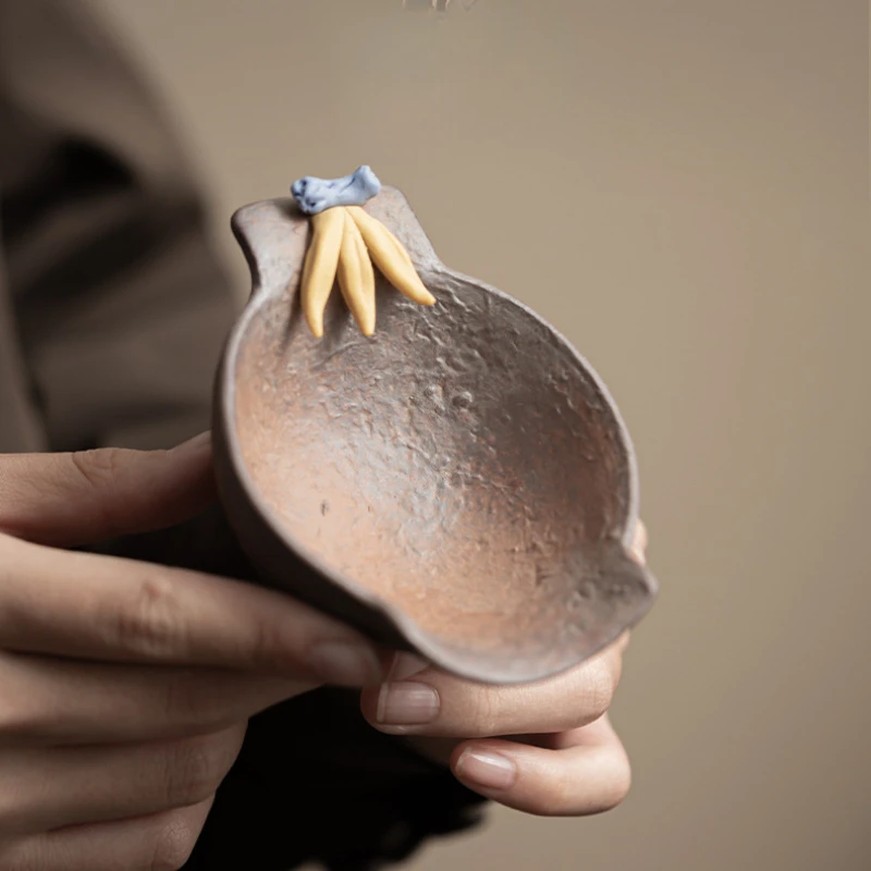 Coarse Pottery Tea Scoop Traditional Tea Leaf Holder Chahe Shovel Awakening Tea Ladle Oolong Tea Chinese Tea Set Collection Gift