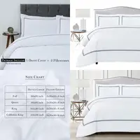 Luxury 100% Cotton Embroidered Queen Duvet Cover Set with 2 Pillows, Hypoallergenic, Zipper Closure