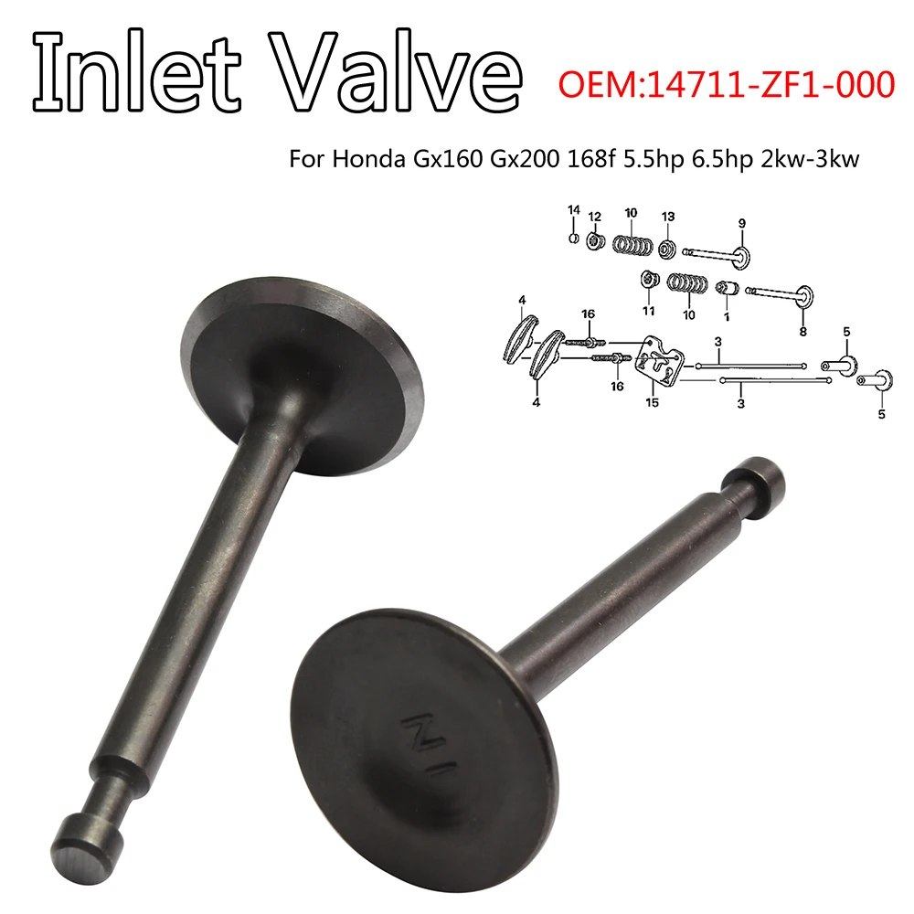 

Inlet Valve for Honda GX160 GX200 168F 5.5HP 6.5HP 2kw-3kw 14711-ZF1-000