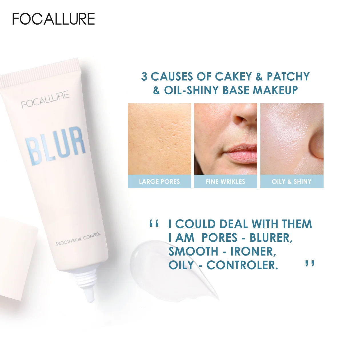 FOCALLURE Long-lasting Oil Control Face Primer Gel High Coverage Invisible Pore-Blurring Smooth Foundation Base Makeup Cosmetics 5