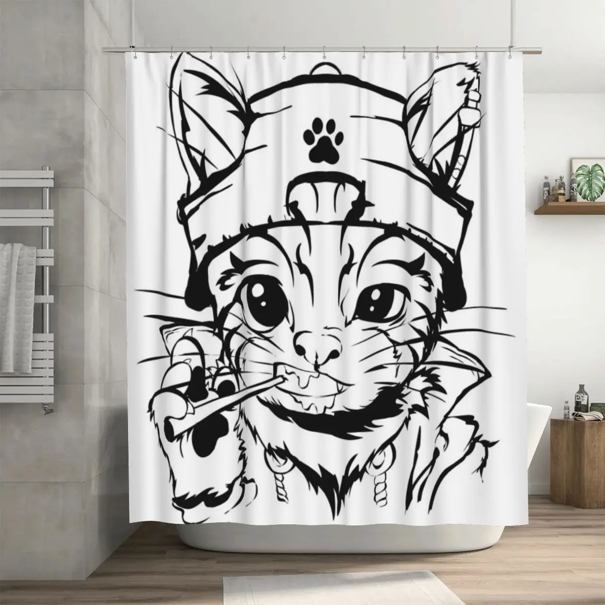 

Шторка для душа Gato Estiloso, 72x72 дюйма, с крючками