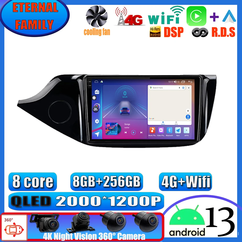 

9 Inch Navigation GPS Android 13 For Kia Ceed Cee'd 2 JD 2012 - 2018 Auto Carplay Car Radio Stereo Multimedia Player 4G WIFI BT