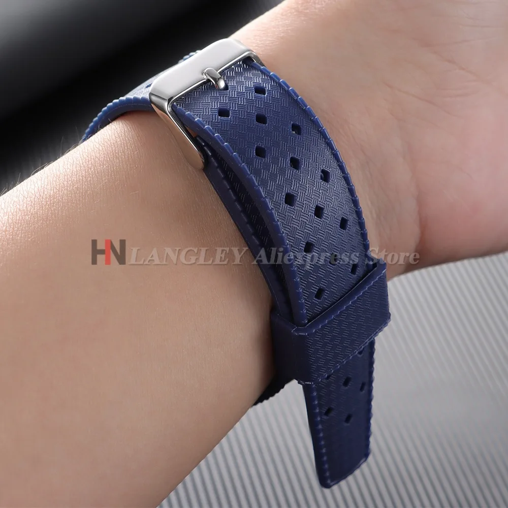 Premium Tropical Soft Silicone Universal Watch Strap - Quick Release Rubber Band in Flat End Design, Available in 20mm and 22mm