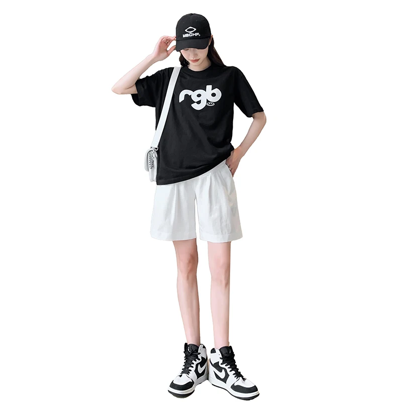 Maternity Pants Pregnant Shorts Summer Casual Cotton Maternity Shorts Wide Leg Loose Straight Elastic Waist Belly Short Pants for Pregnant Women Pregnancy