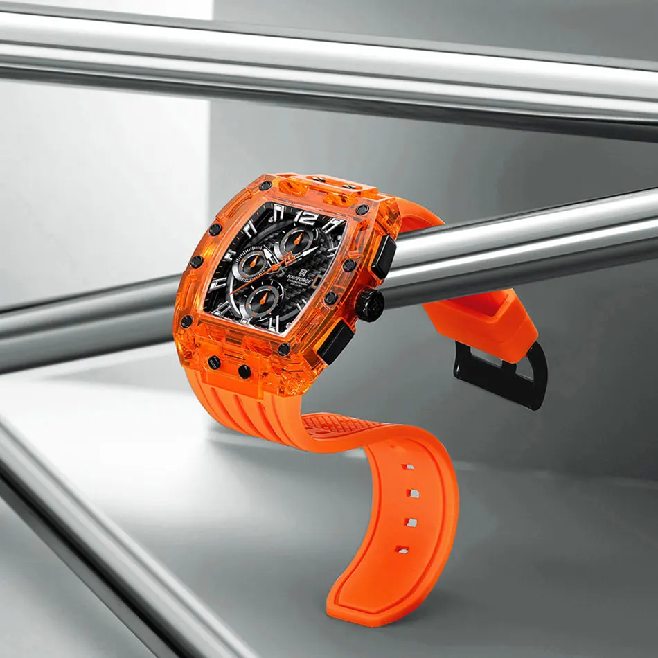 NAVIFORCE Orologio Uomo Al Quarzo - Cronografo Con Cinturino In Silicone Colorato, Data E Impermeabile - 2