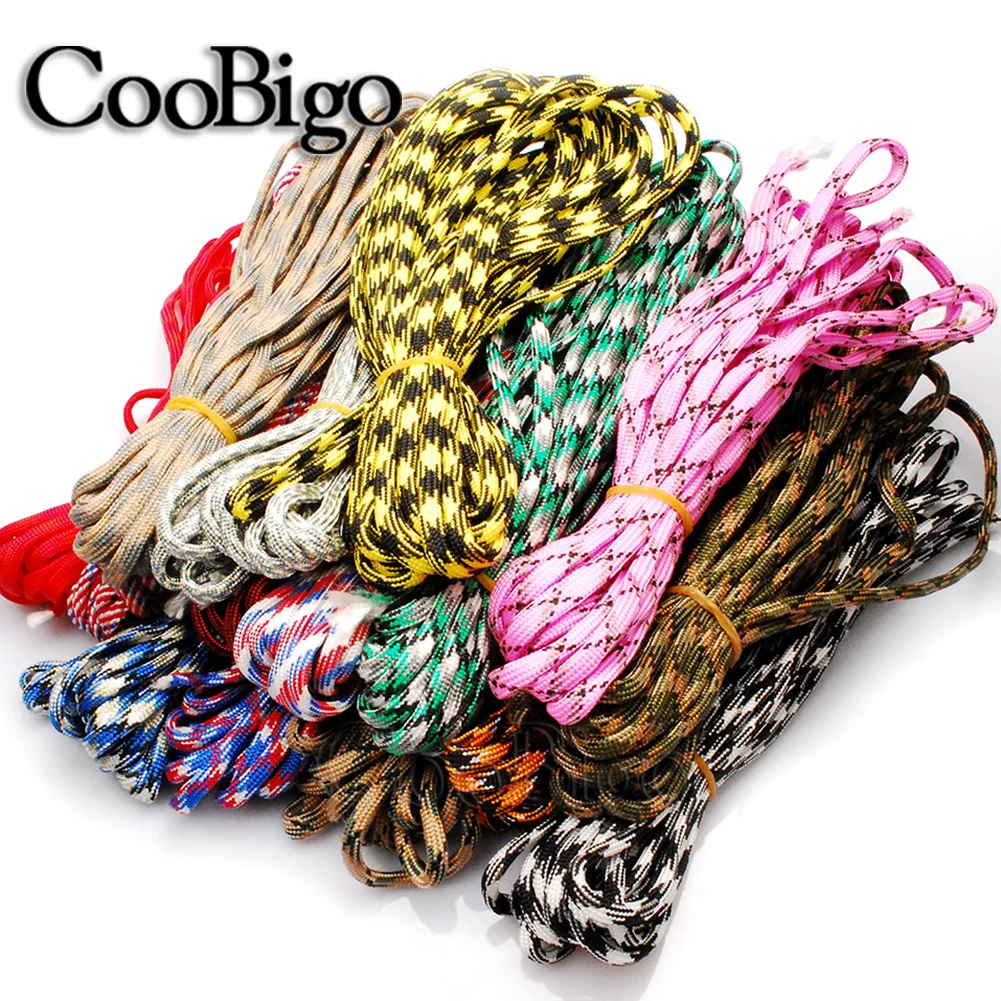 3/100m 4mm Mixed Color Parachute Cord Lanyard Rope 7 Strand Shoelaces Cordon for Paracord Bracelet DIY Craft Accessories