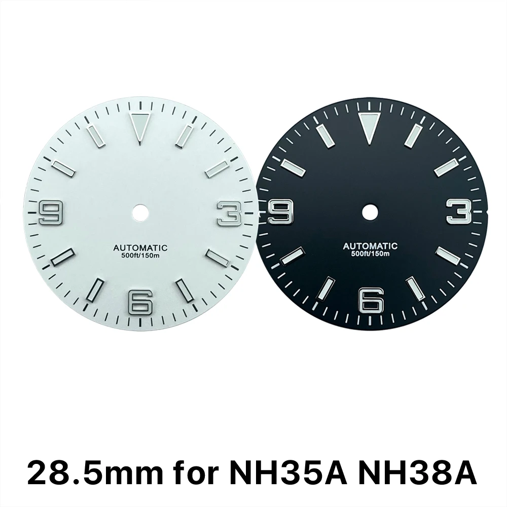 Black and White 28.5mm Watch Dials with BGW9 Lume - No Date Feature