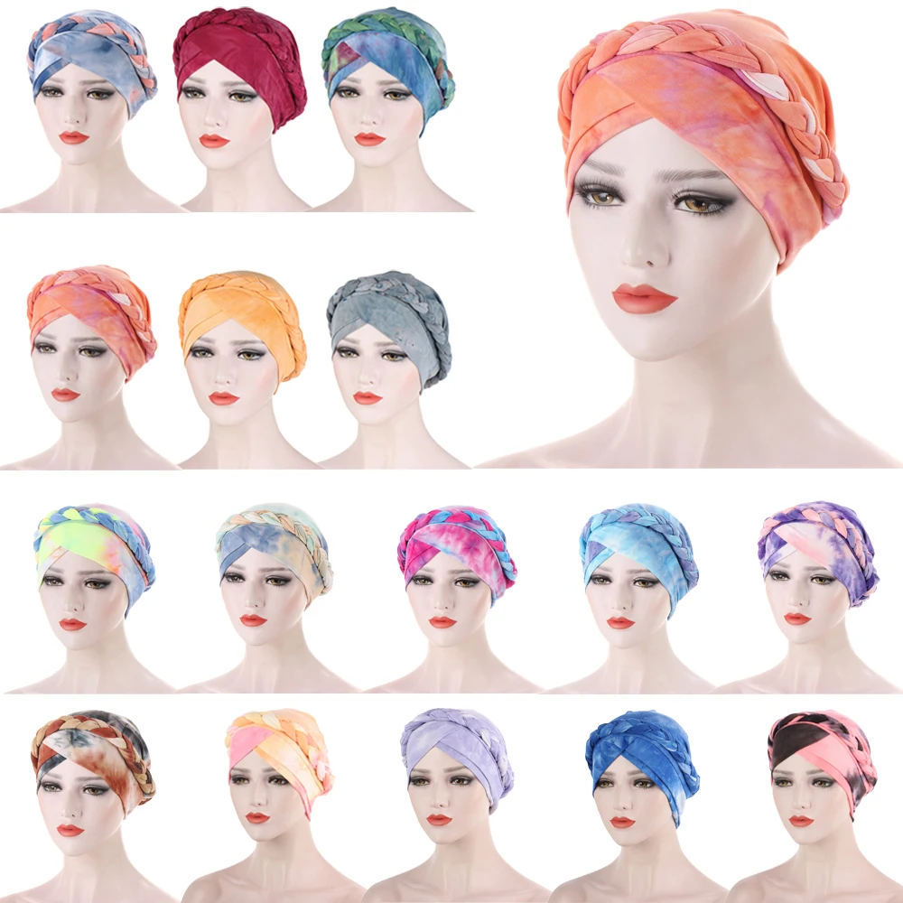 

India Turban Cap Muslim Women Hijab Chemo Hat Braid Headscarf Bonnet Canner Islamic Fashion Female Headwear Wrap Hair Loss Cover