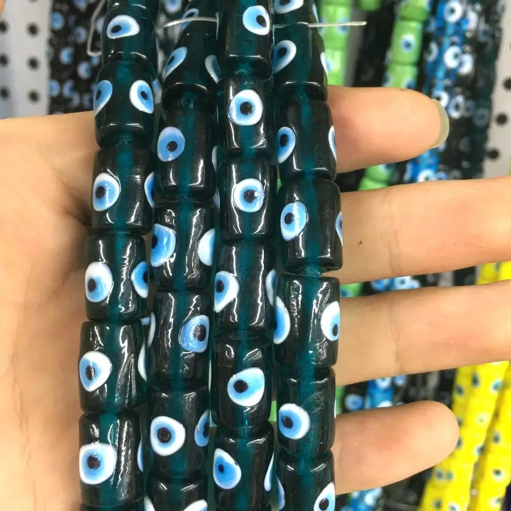 Multicolor Glass Evil Eye Bead Glass Column Beads Loose Bead For Jewelry Making DIY Bracelet Necklace Accessroeis DIY