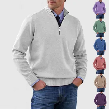 Abbigliamento da uomo popolare autunno e inverno Maglione lavorato a maglia di grandi dimensioni Maglione di lana con cerniera Maglione con fondo caldo da uomo 1