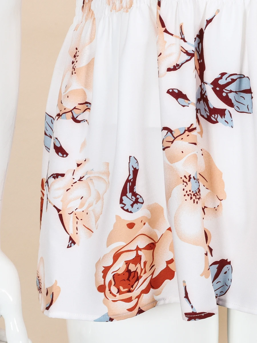 Finjani Floral Print Shirred Crop Tube Top & Blouse women's Ruffle Hem Plus Size Tops