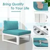 Aluminum terrace furniture with fire pit dialogue set, equipped with 29 inch deep seats (sky blue with white aluminum) 3