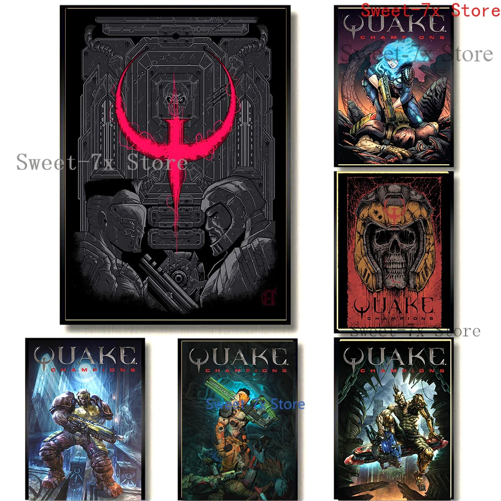 Retro Quake Champions Game Canvas Painting Art Nordic Poster E Stampe Immagini A Parete Per La Decorazione Del Soggiorno Frameless
