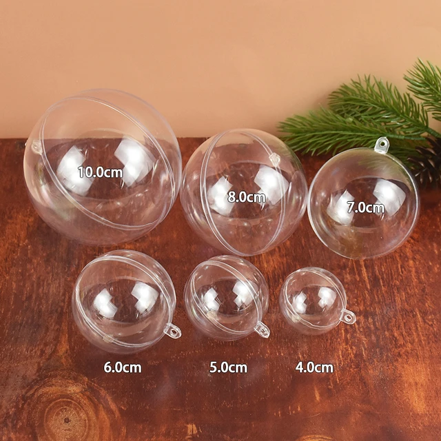 Clear Fillable Ornaments Ball 25 Pcs Transparent Plasti Craft Ornament Balls 5 Different Sizes for DIY Bath Bomb Mold Set and Party Decor