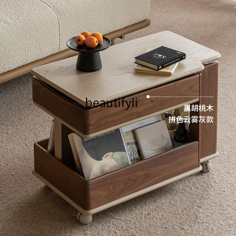 

Small Apartment Solid Wood Lifting Coffee Table Living Room Home Multi-Functional Mobile Side Cabinet