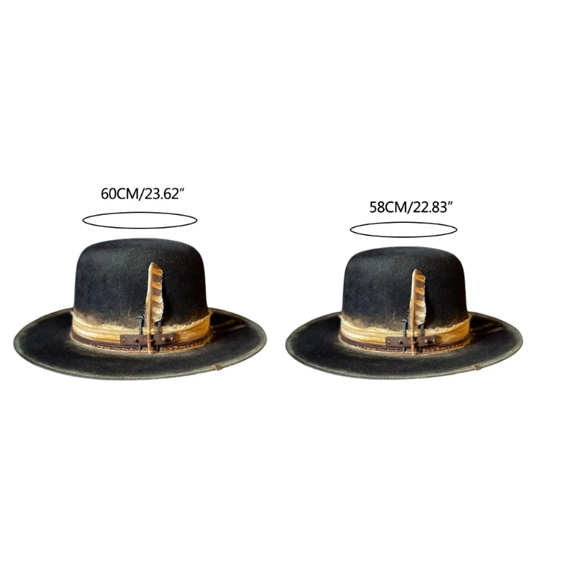Wool Flat Top Fedora Hat for Men Adult Stage Performances Hat Theme Party Cap Masquerade Dress Up Costume Panama