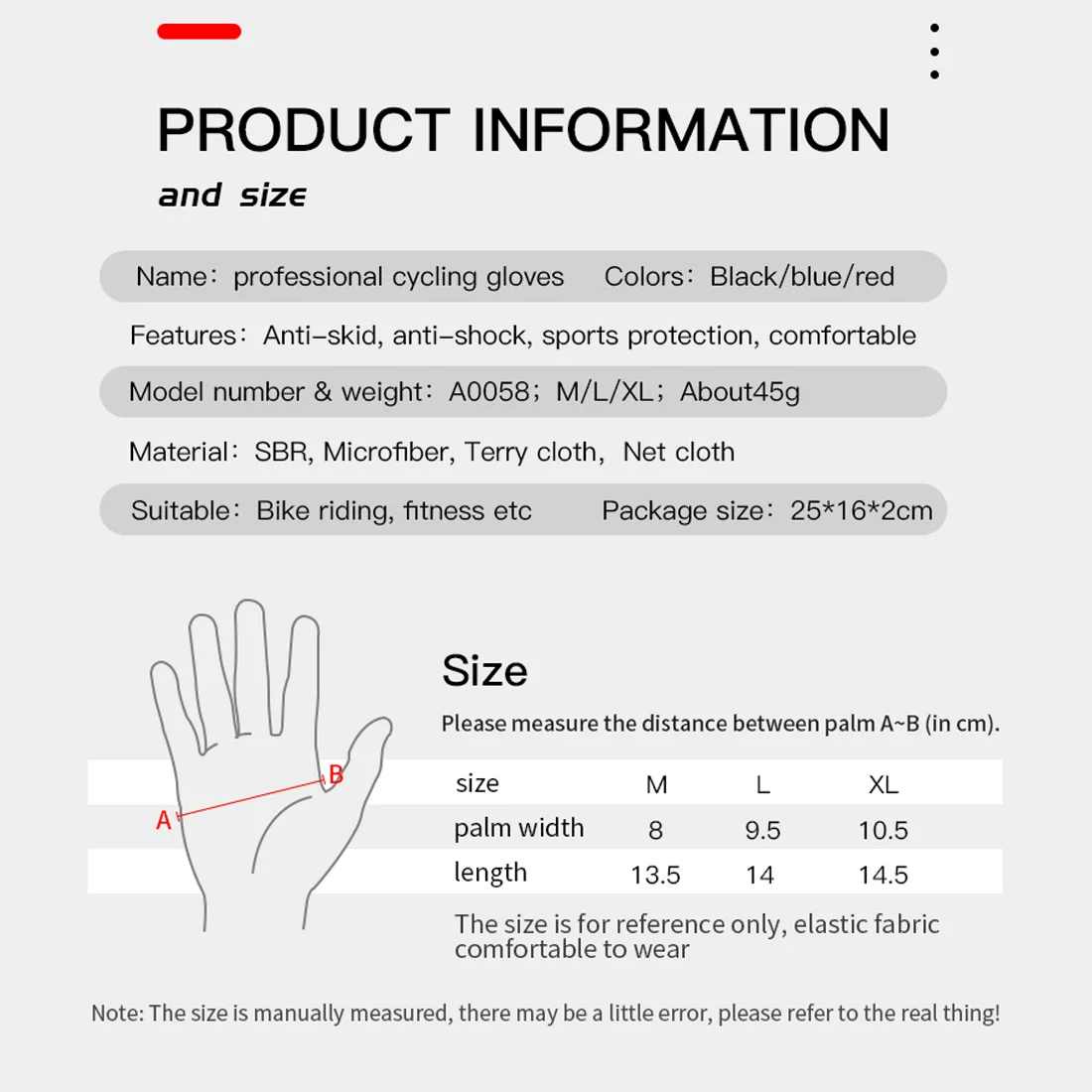 Half Finger Cycling Gloves Black Breathable Wear Resistant Thicken Shockproof Pads Nonslip MTB Bike Motorbike Gloves Men
