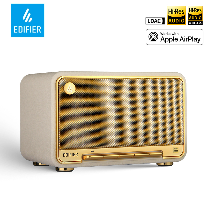 Edifier D32 Wireless Tabletop Speaker Retro Bluetooth Speakers Hi-Res LDAC SBC AAC Codecs Type-C Aux Inputs Support Airplay 60W