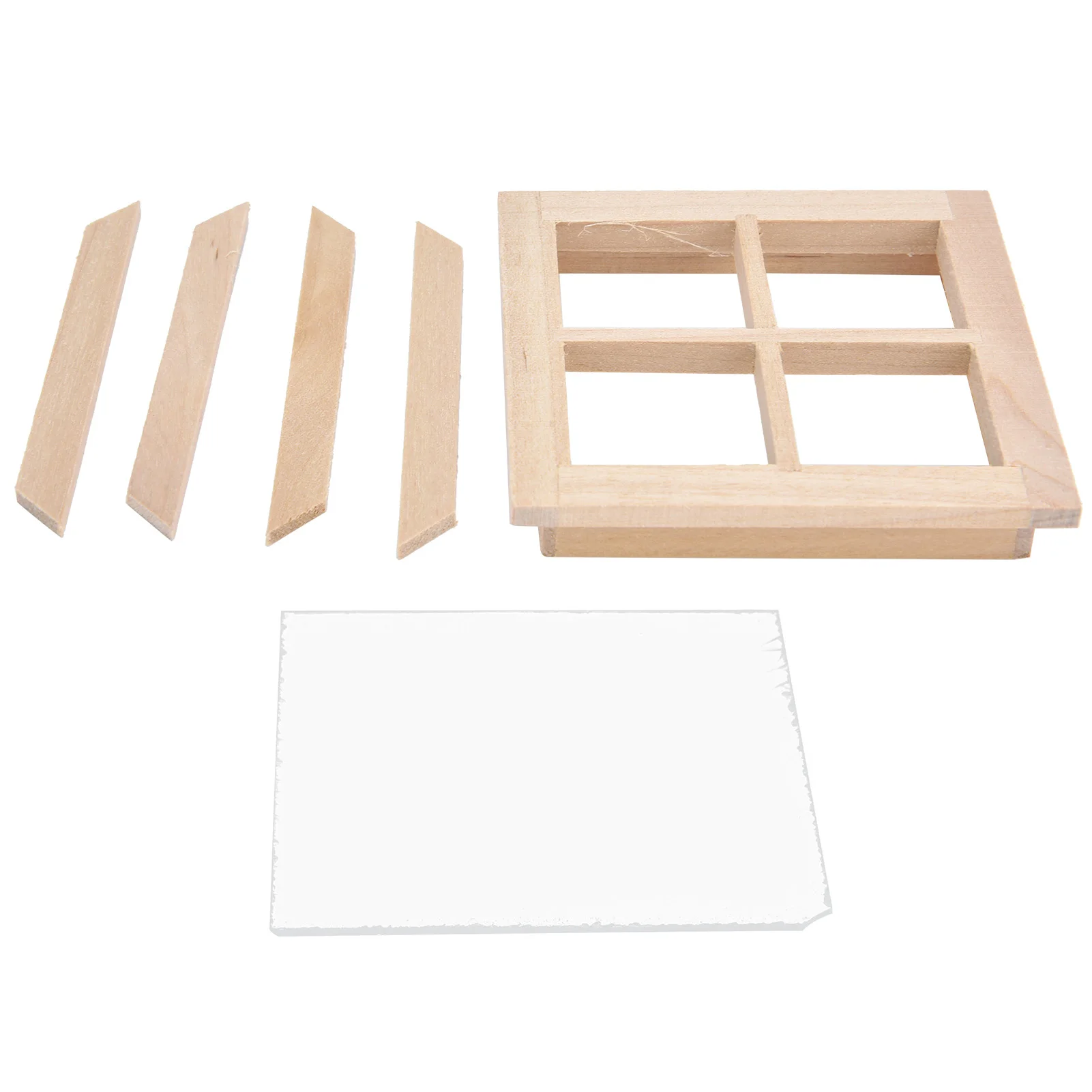 

1:12 миниатюрное деревянное неокрашенное окошко для кукольного домика, аксессуары для украшения