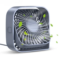Compact USB Desk Fan with Strong Airflow & Quiet Operation, 3 - Speed Settings & 360° Rotatable Head (Grey)
