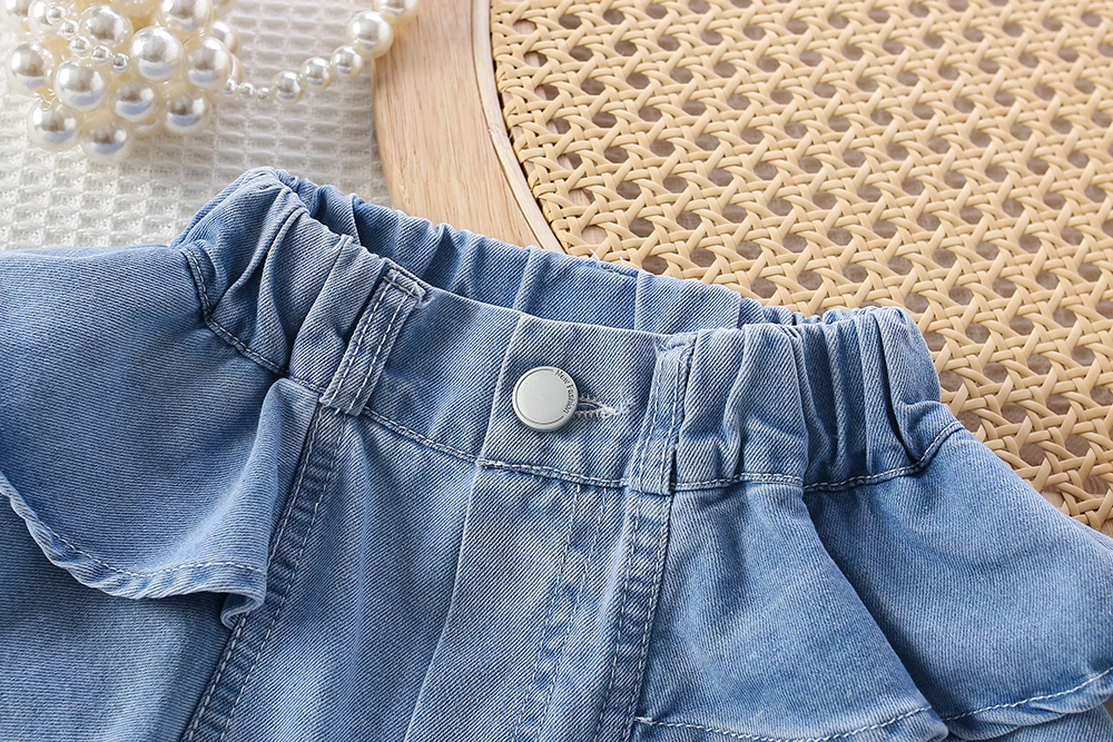Children's Clothing Summer Baby Girl Denim Shorts Thin Kids Cake Lace Skirt Pants