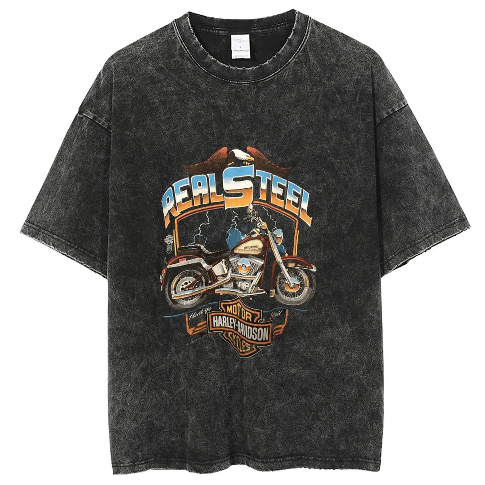

Creative Design Anime Pain Print T Shirt Men Retro Washed 100% Cotton Tops Tees Harajuku Tshirt Streetwear Hip Hop Male T-shirts