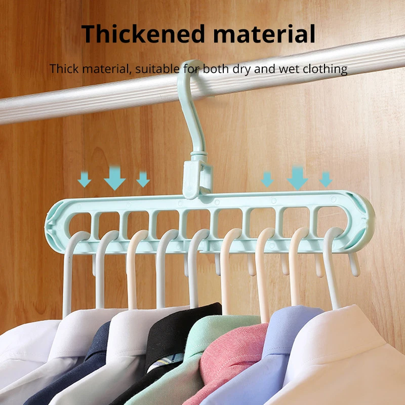 2Pcs/4Pcs Red&Green Multifunctional Foldable Reusable Hanger Storage Rack Nine Hole Plastic Hanger for Household Garments Plastic Hanger