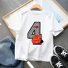 Disney Summer McQueen Cars Birthday Number 0-9 Children Clothes Kawaii Anime Cartoons Kids Boy Girl Hip Hop T Shirts Casual Top 1