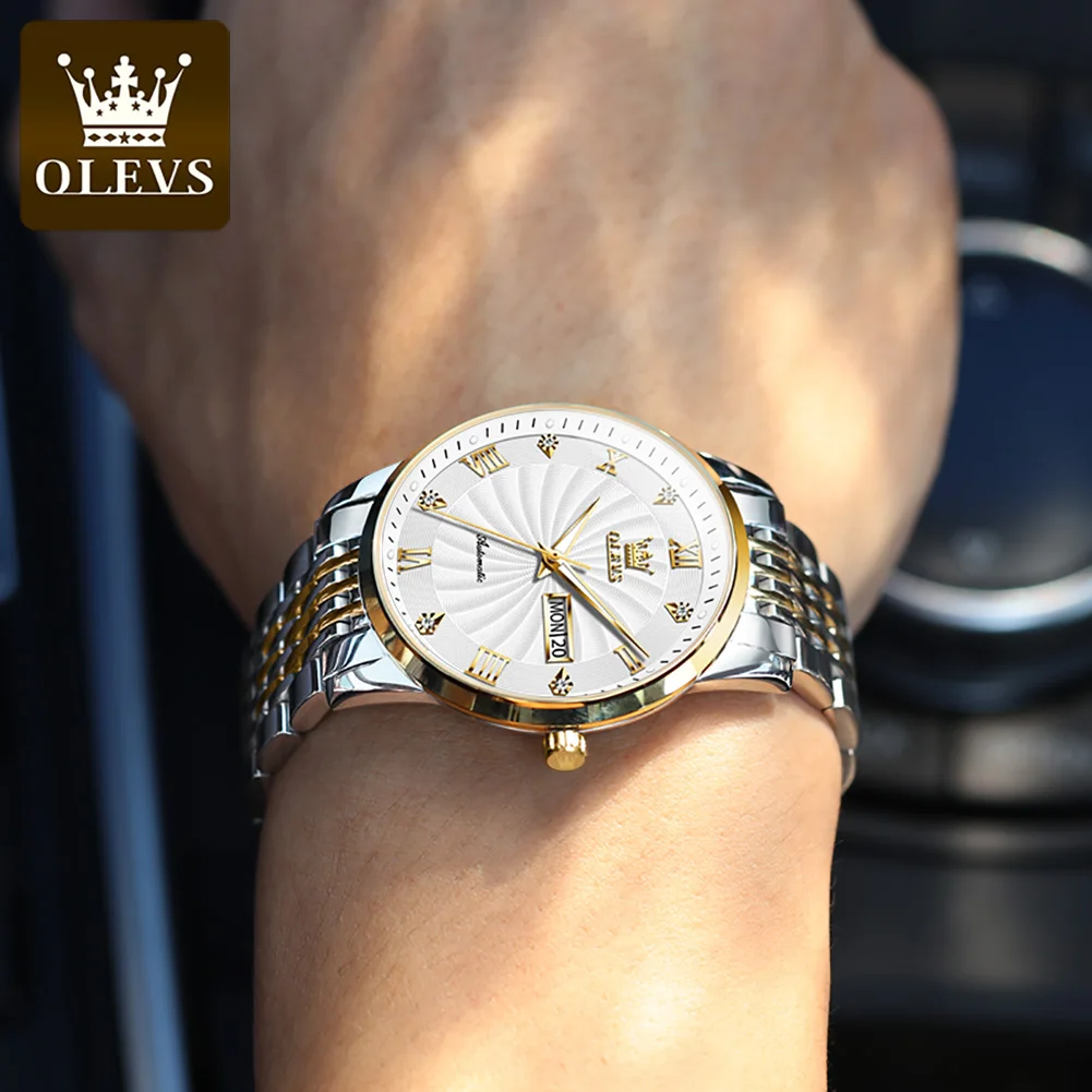 Mechanical Watch OLEVS Men Luxury Automatic Mechanical Business Male Watch Luminous Stainless Steel Waterproof montre homme 6630