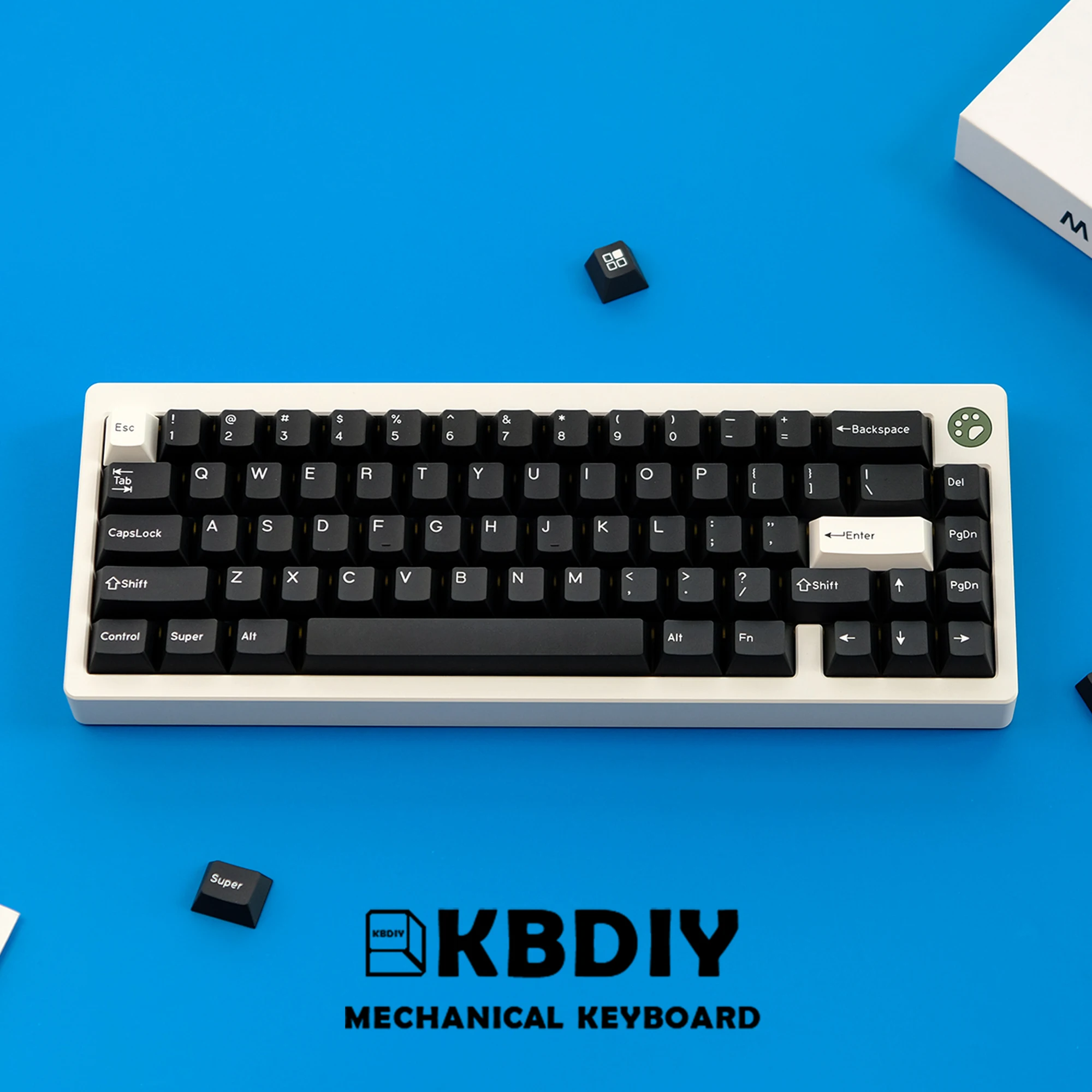 

KBDiy GMK WOB Keycap Cherry Profile Double Shot PBT 7u Keycaps Black 173Key/Set Custom for Mechanical Keyboard GMK67 K500 GK61