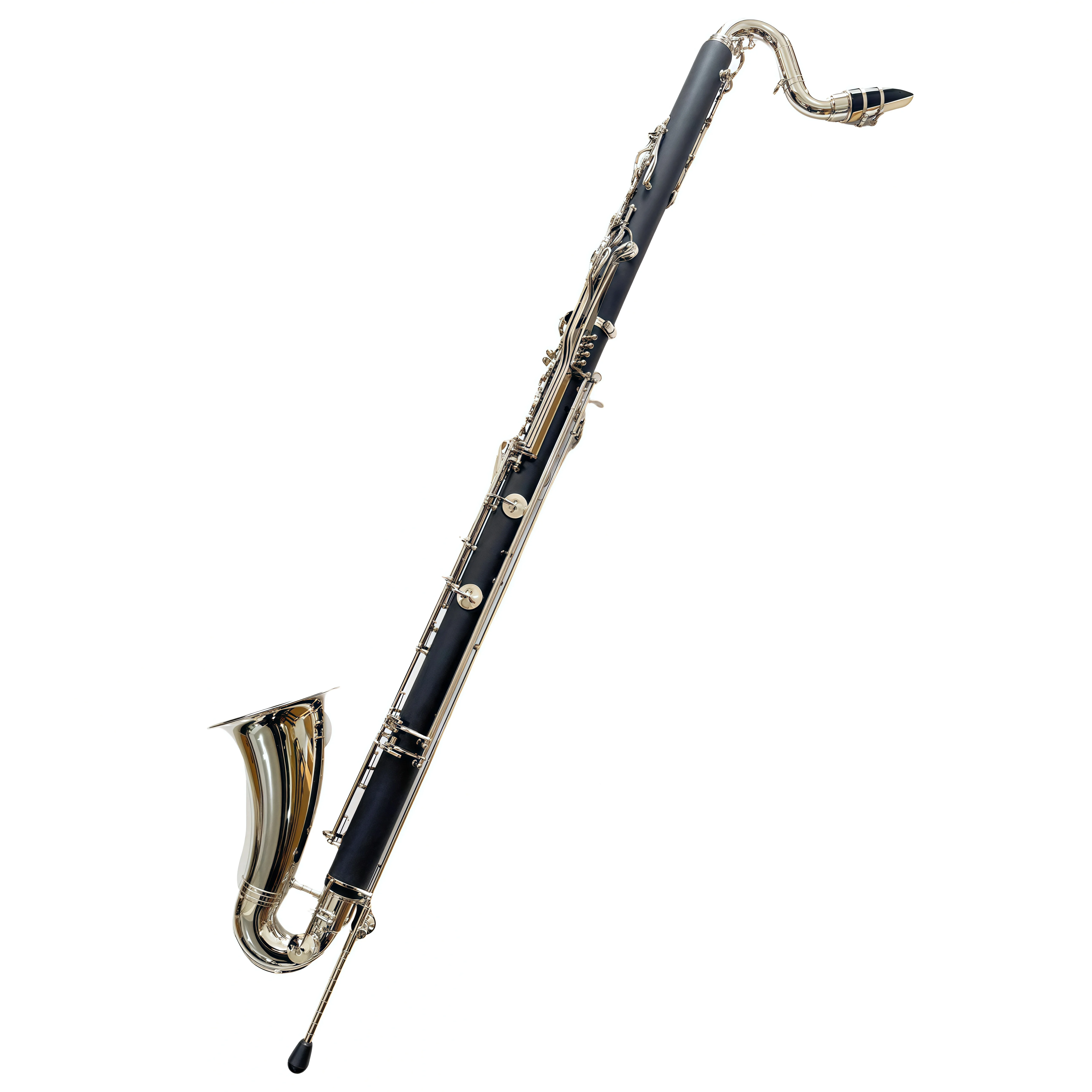 Professional Bass Clarinet Low C Bb Key Clarinet with Case Nickel Plated keys