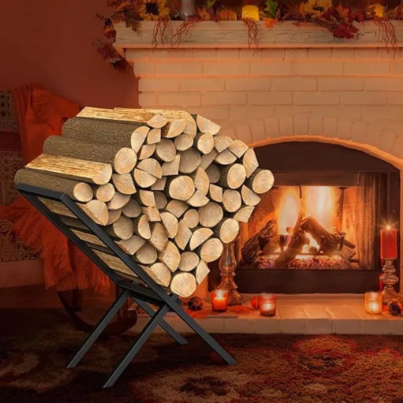 Firewood Rack Indoor for Fireplace Wood Storage,X-Shaped Firewood Log Holder OutdoorHeavy Duty Log Stacker Stand Storage Carrier 5