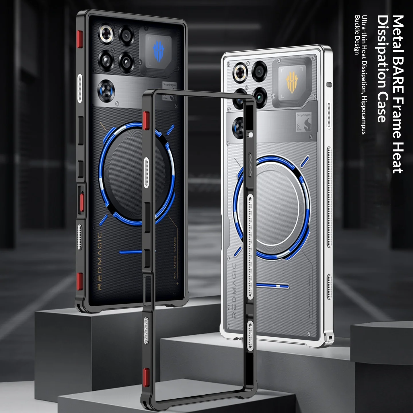 Enhanced Metal Frame Heat Dissipation Shockproof Bumper Case with Bare Machine Feel