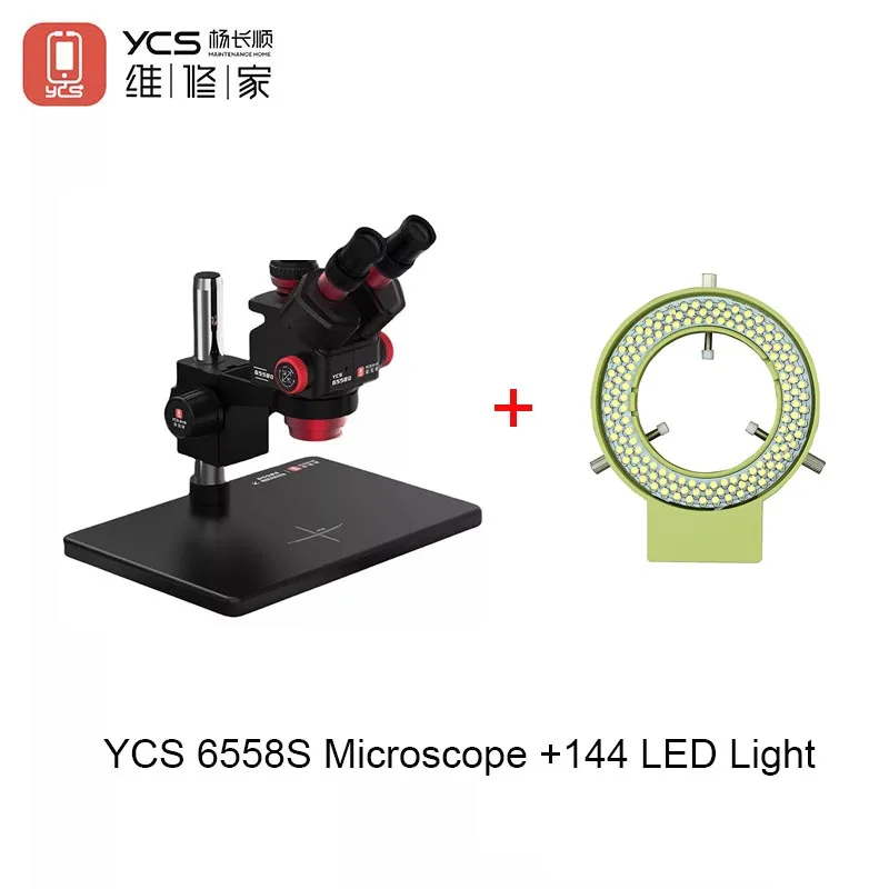 YCS 6558S HD 삼안 현미경 (대형 베이스 포함) 휴대폰 PCB 용접 현미경 전동 공구 세트 현미경