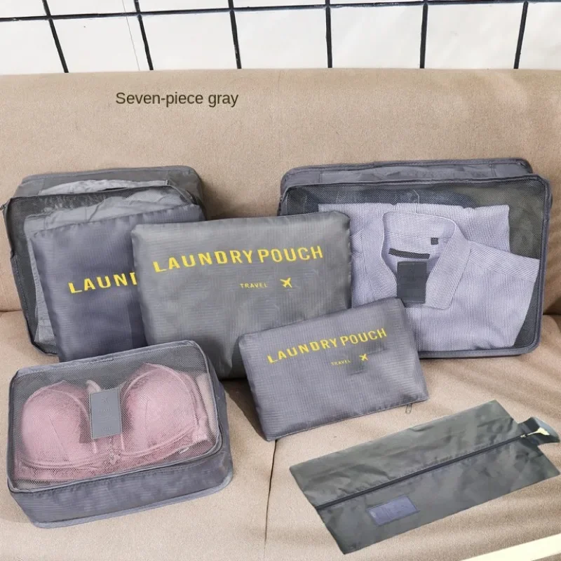 

7 Pcs/Set Travel Storage Bag Set Portable Foldable Luggage Organizer Waterproof Large Capacity Clothes Sorting Storage Bag Set