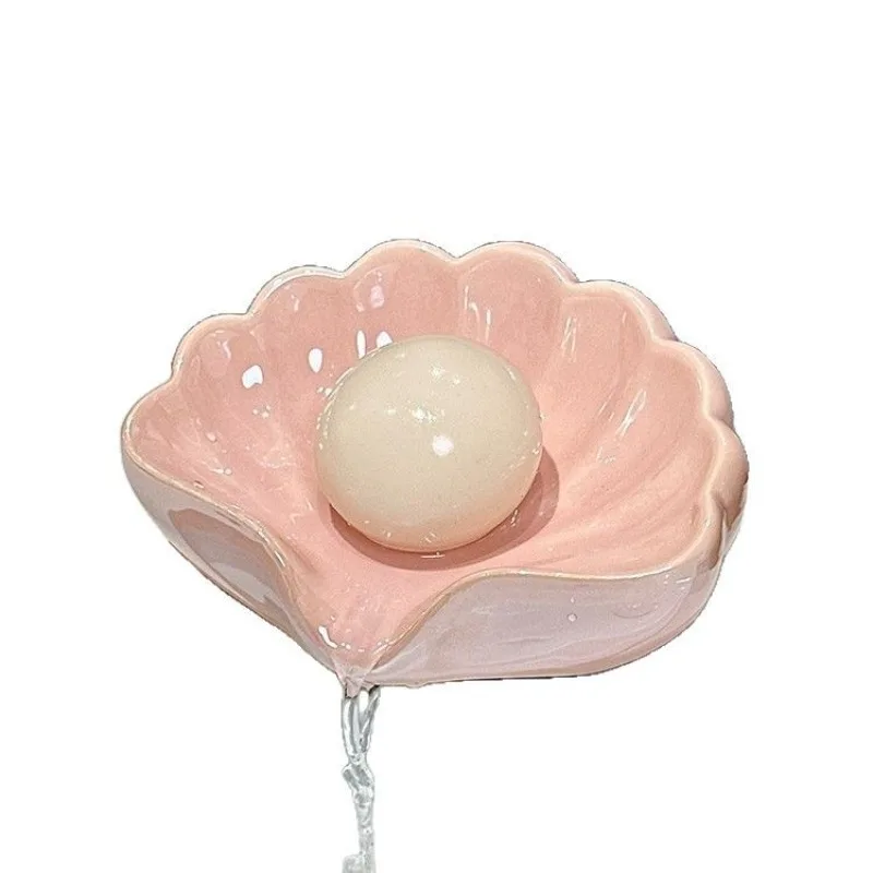 Shell Soap Box, Bathroom Draining Box, Creative High-end Light Luxury Soap Rack for The Bathroom
