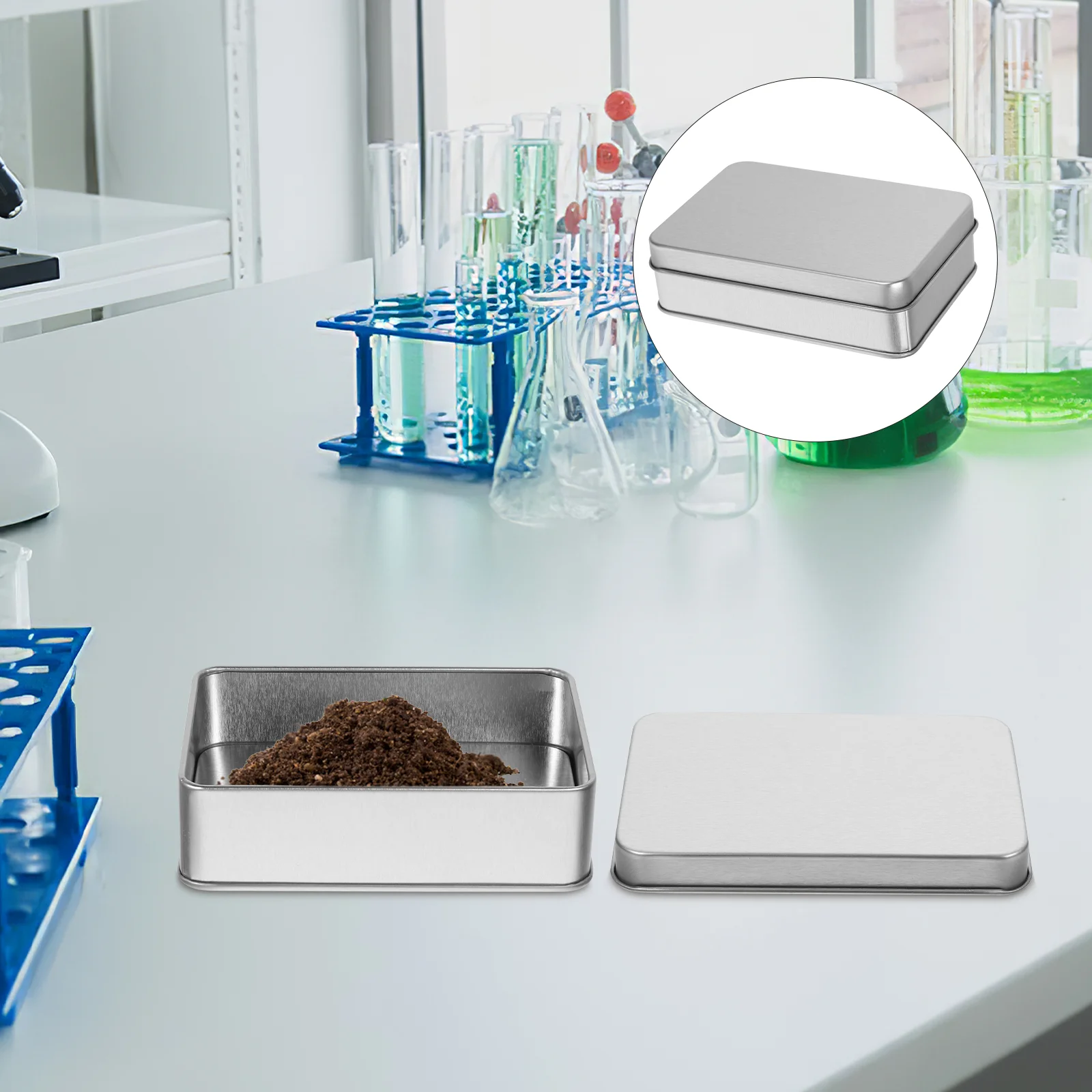 

4 шт. коробка для образцов почвы, банки для образцов с крышками, металлические пустые банки, прямоугольные держатели для взвешивания, жестяные маленькие контейнеры