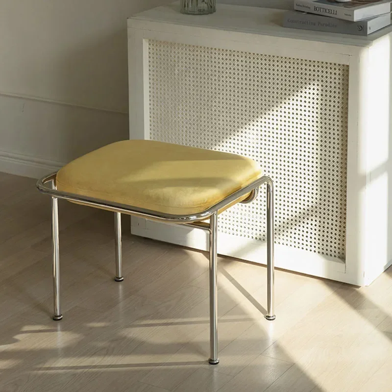 Portable Dressing Dining Stools Removable Luxury Steel Art Soft Bag Shoe Changing Stool Cafe Creative Banquinho Home Furniture