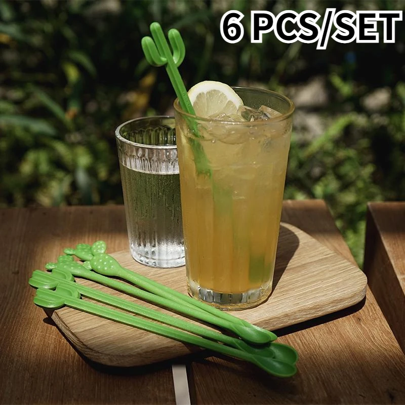 Reusable Cactus Shape Plastic Stirring Rods Drink Stirrers 6 Pcs 12 Wedding Birthday Cocktail Party Supplies Dining Room