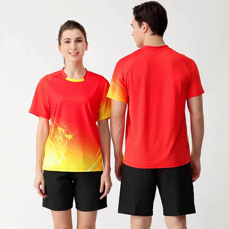 Chinese Dragon Tennis Shirts Men Women Kids Badminton tshirts for Boys table tennis Shirt Girls Ping Pong Jerseys Badminton