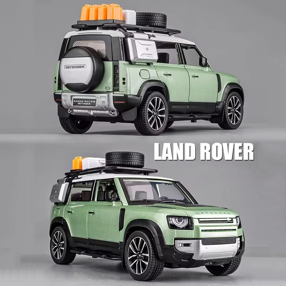 

1/24 Land Rover Defender Cars Toy Metal Models Outdoor Version Rubber Tires SUV Toys With Light Sound Off-road Vehicle Boys Gift