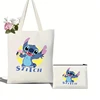MINISO Disney Stitch Tote Bag Canvas Shoulder Bag Eco Hip Hop Lilo and Stitch Shopping Bag Shopper Women Tote Harajuku Female 1