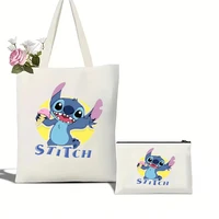 MINISO Disney Stitch Tote Bag Canvas Shoulder Bag Eco Hip Hop Lilo and Stitch Shopping Bag Shopper Women Tote Harajuku Female 1