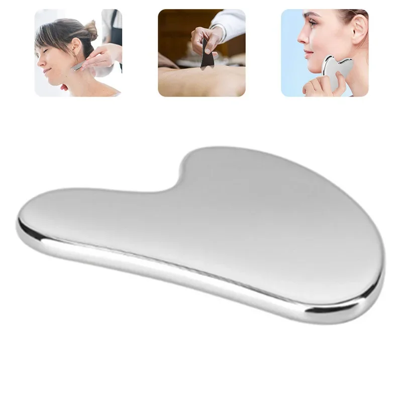 Gua Sha Natural Stainless Steel Scraper Massager Facial Skin Care Guasha Board Face Massager Board Heart Shape Body Relaxation 2