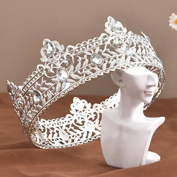 Gold Royal Crown for Men with Black Rhinestones - Elegant Headpiece for Special Occasions (01)