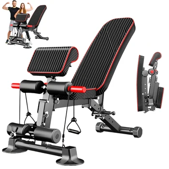 Panca fitness multifunzionale Capacità di carico Panca pesi da 770 libbre Panca da allenamento regolabile per palestra domestica Panca sit-up pieghevole