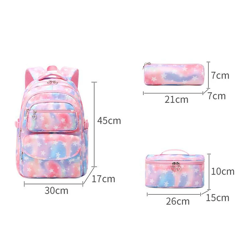 Backpack for Girls Schoolbags Children Waterproof Kids high quality cute Pencil Case Mochila Infantil student Lunchbox 3 Pcs/Set