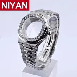 Elevated 43mm Sapphire Glass Steel Case for Premium Watch Crafting (4 silvery jewel)