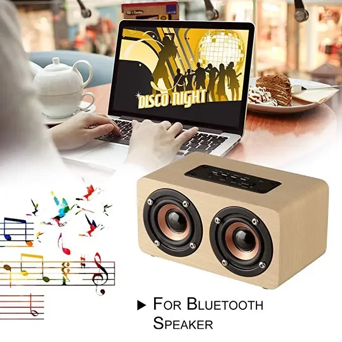 6W Wooden Bluetooth Speaker Portable Stereo HiFi TF Play Hand Free Call AUX Input Super Bass Loudspeaker Dual Subwoofer bluetooth speaker