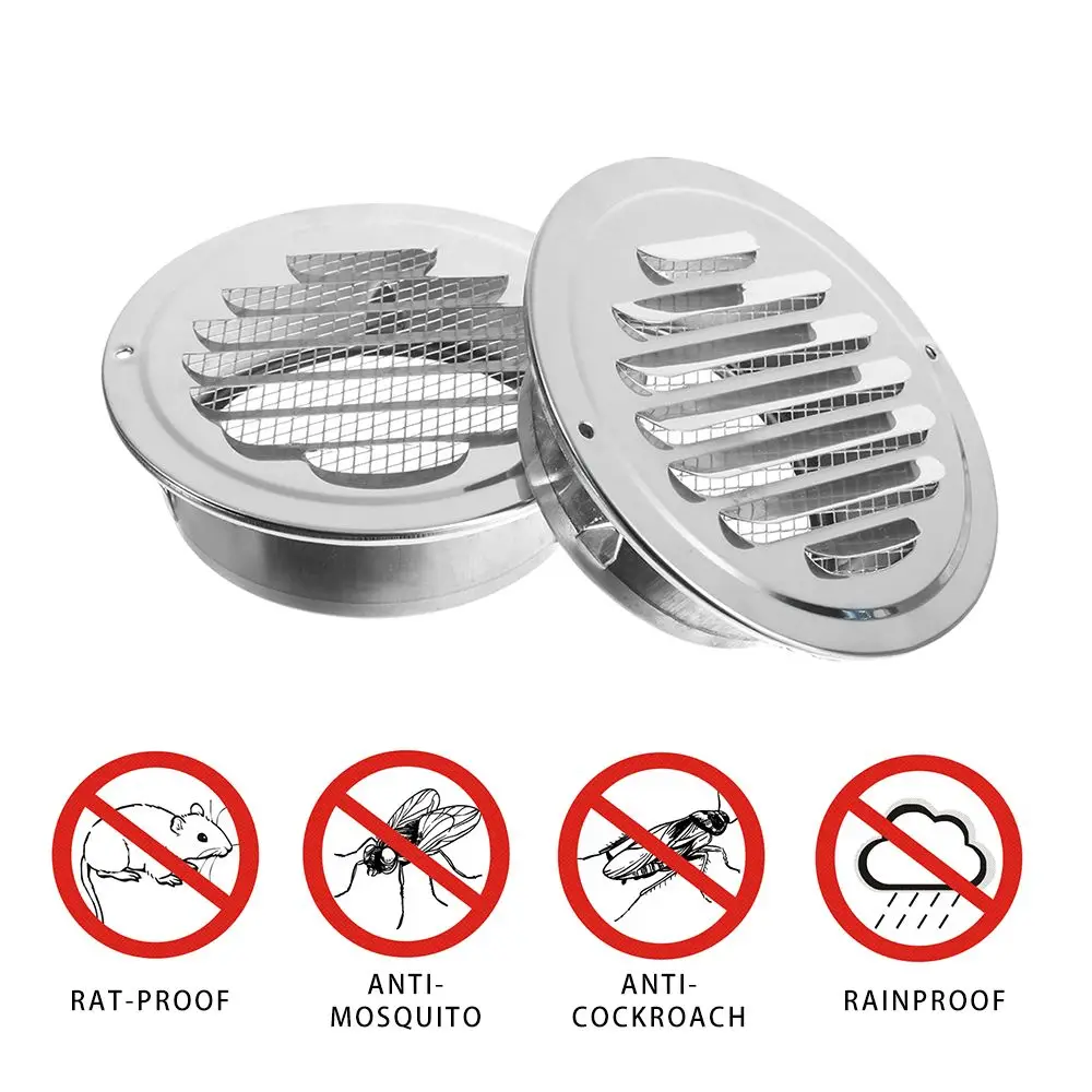 Stainless Steel Exterior Wall Air Vent Grille Various Size Round Ducting Ventilation Grilles Home Office Air Vent